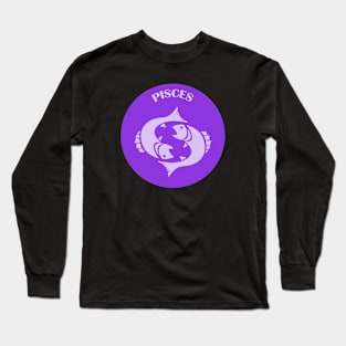 Pisces Astrology Zodiac Sign - Fish - Pisces Astrology Birthday Gifts - Purple and lavender Long Sleeve T-Shirt